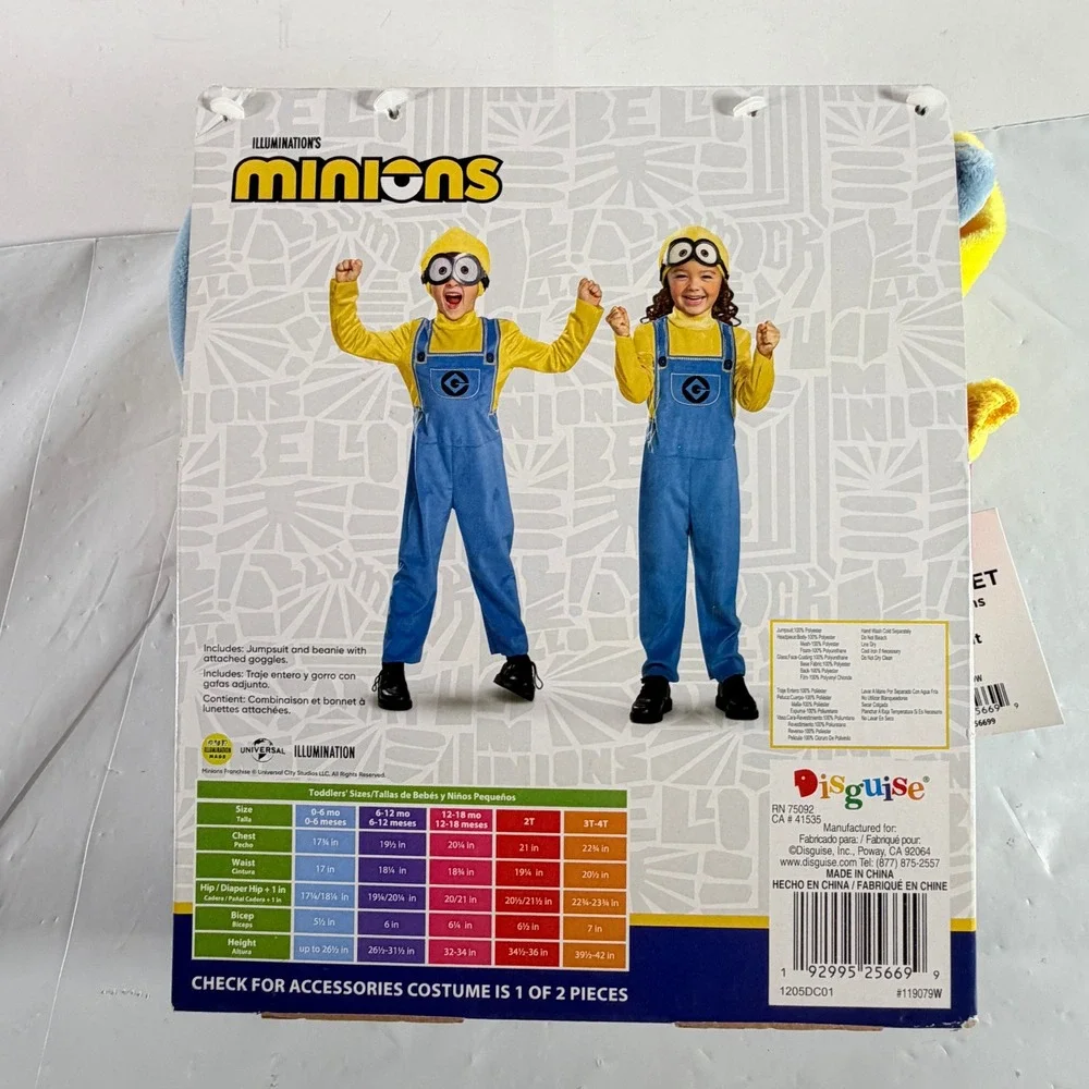 Illumination Minions Bob Costume 2pc Set Toddler 12-18 Months Jumpsuit Beanie